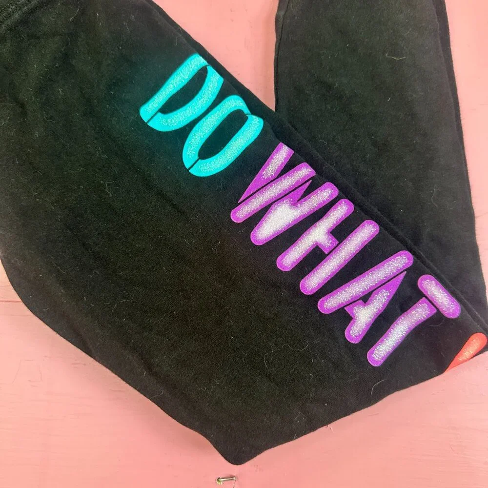 Justice Girls Leggings Size 8 Do What You Love Black Neon Pants